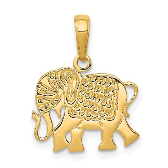 10k Yellow Gold Textured Elephant Pendant